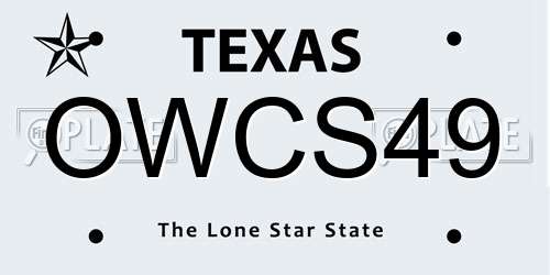 OWCS49 Texas License Plate