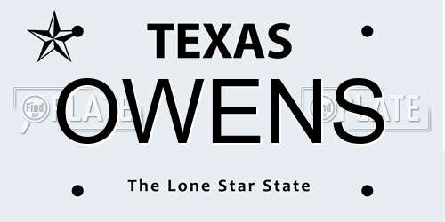OWENS Texas License Plate