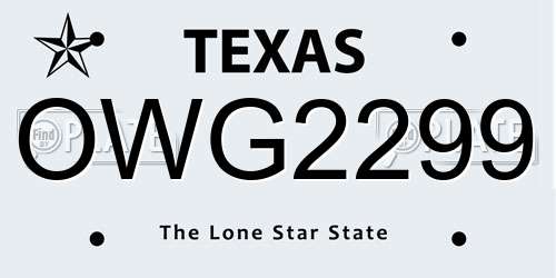 OWG2299 Texas License Plate