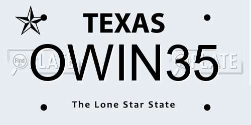 OWIN35 Texas License Plate