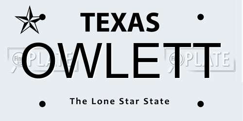 OWLETT Texas License Plate