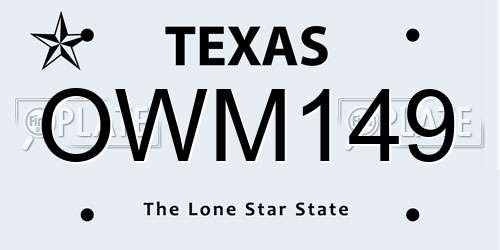 OWM149 Texas License Plate