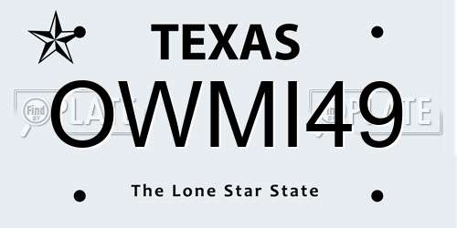 OWMI49 Texas License Plate