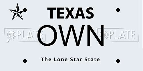 OWN Texas License Plate