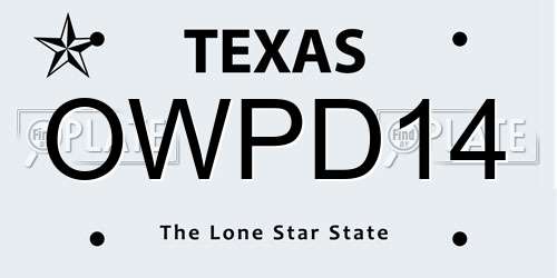 OWPD14 Texas License Plate
