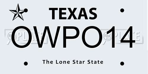 OWPO14 Texas License Plate
