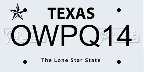 OWPQ14 Texas License Plate