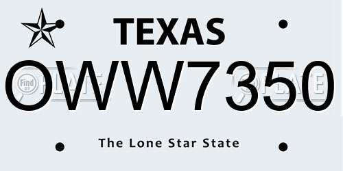 OWW7350 Texas License Plate