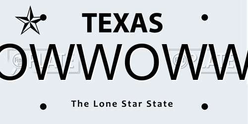 OWWOWW Texas License Plate