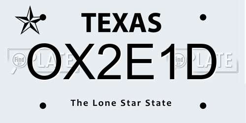 OX2E1D Texas License Plate