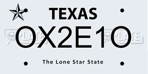 OX2E1O Texas License Plate