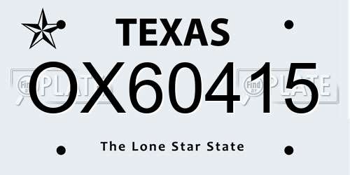 OX60415 Texas License Plate