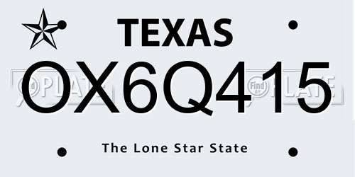 OX6Q415 Texas License Plate