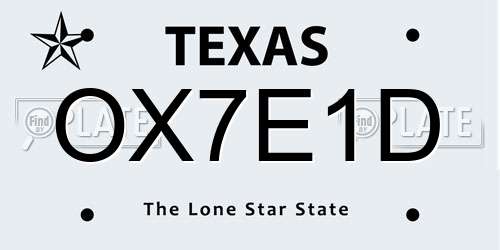 OX7E1D Texas License Plate