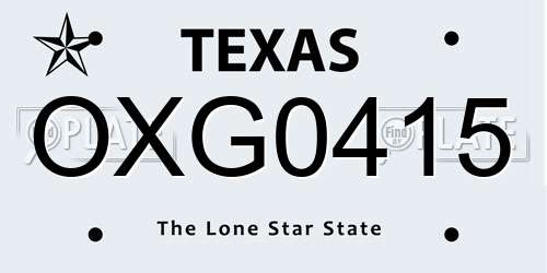 OXG0415 Texas License Plate