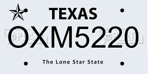 OXM5220 Texas License Plate