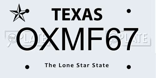 OXMF67 Texas License Plate