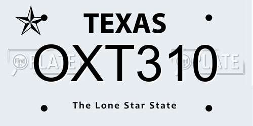 OXT310 Texas License Plate