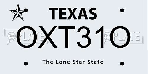 OXT31O Texas License Plate