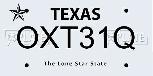OXT31Q Texas License Plate