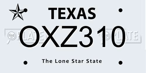OXZ310 Texas License Plate