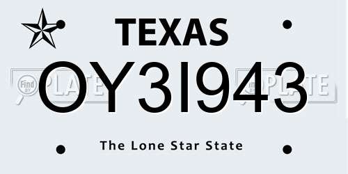 OY3I943 Texas License Plate