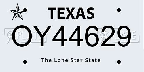 OY44629 Texas License Plate