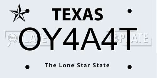 OY4A4T Texas License Plate