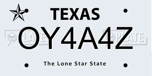 OY4A4Z Texas License Plate