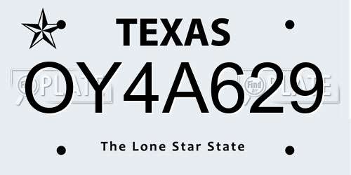 OY4A629 Texas License Plate