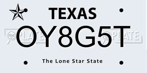 OY8G5T Texas License Plate