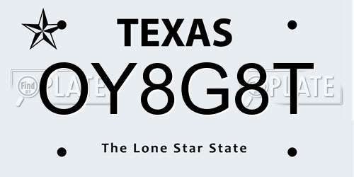 OY8G8T Texas License Plate