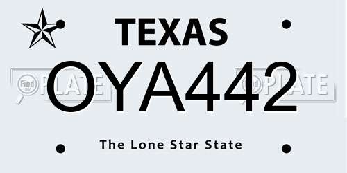 OYA442 Texas License Plate