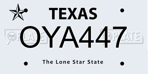 OYA447 Texas License Plate