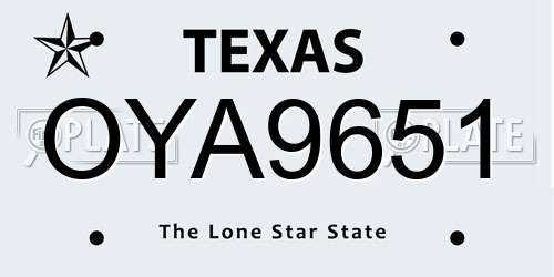 OYA9651 Texas License Plate