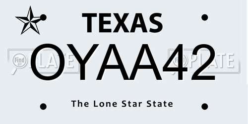 OYAA42 Texas License Plate