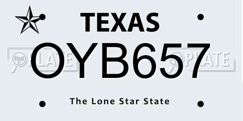 OYB657 Texas License Plate