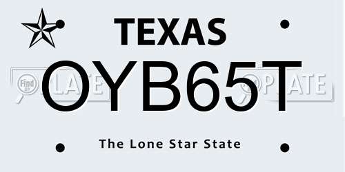 OYB65T Texas License Plate