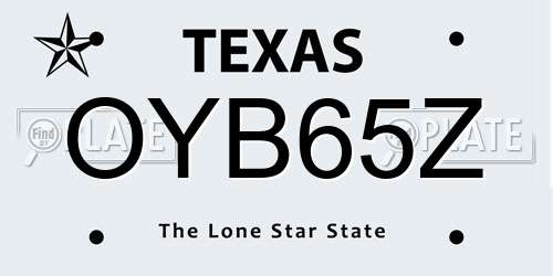 OYB65Z Texas License Plate