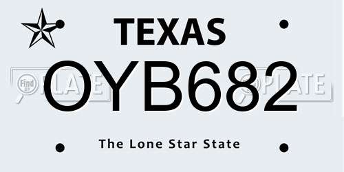 OYB682 Texas License Plate