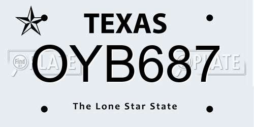 OYB687 Texas License Plate