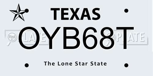 OYB68T Texas License Plate