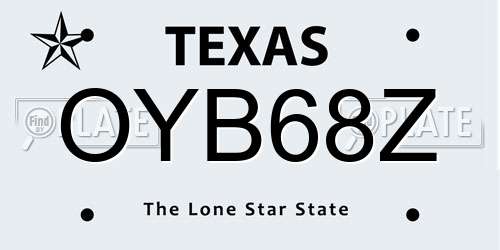 OYB68Z Texas License Plate