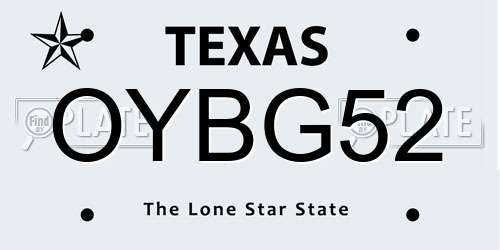 OYBG52 Texas License Plate