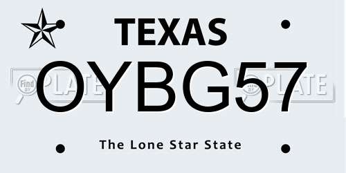OYBG57 Texas License Plate
