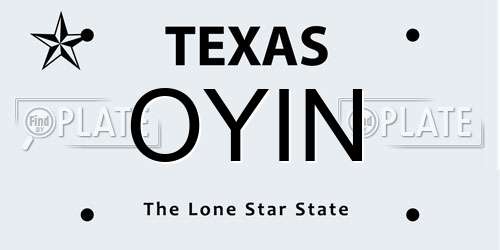 OYIN Texas License Plate