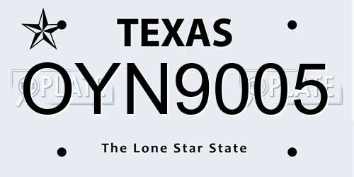 OYN9005 Texas License Plate