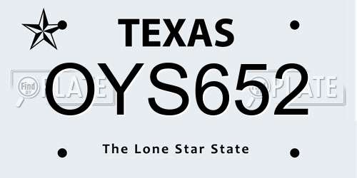 OYS652 Texas License Plate