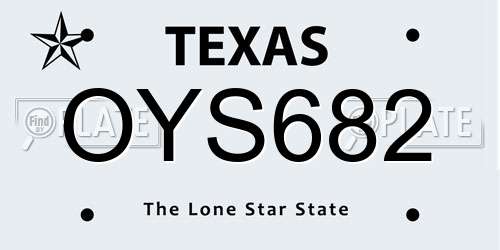OYS682 Texas License Plate