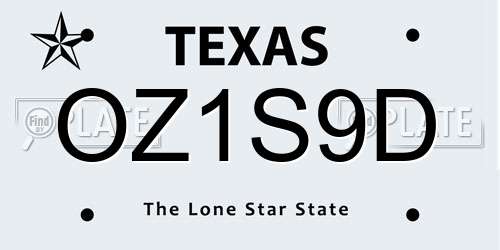 OZ1S9D Texas License Plate